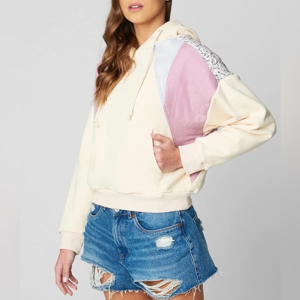 Blank NYC Women's Patchwork Hoodie Good Lookin Size Small Nwt